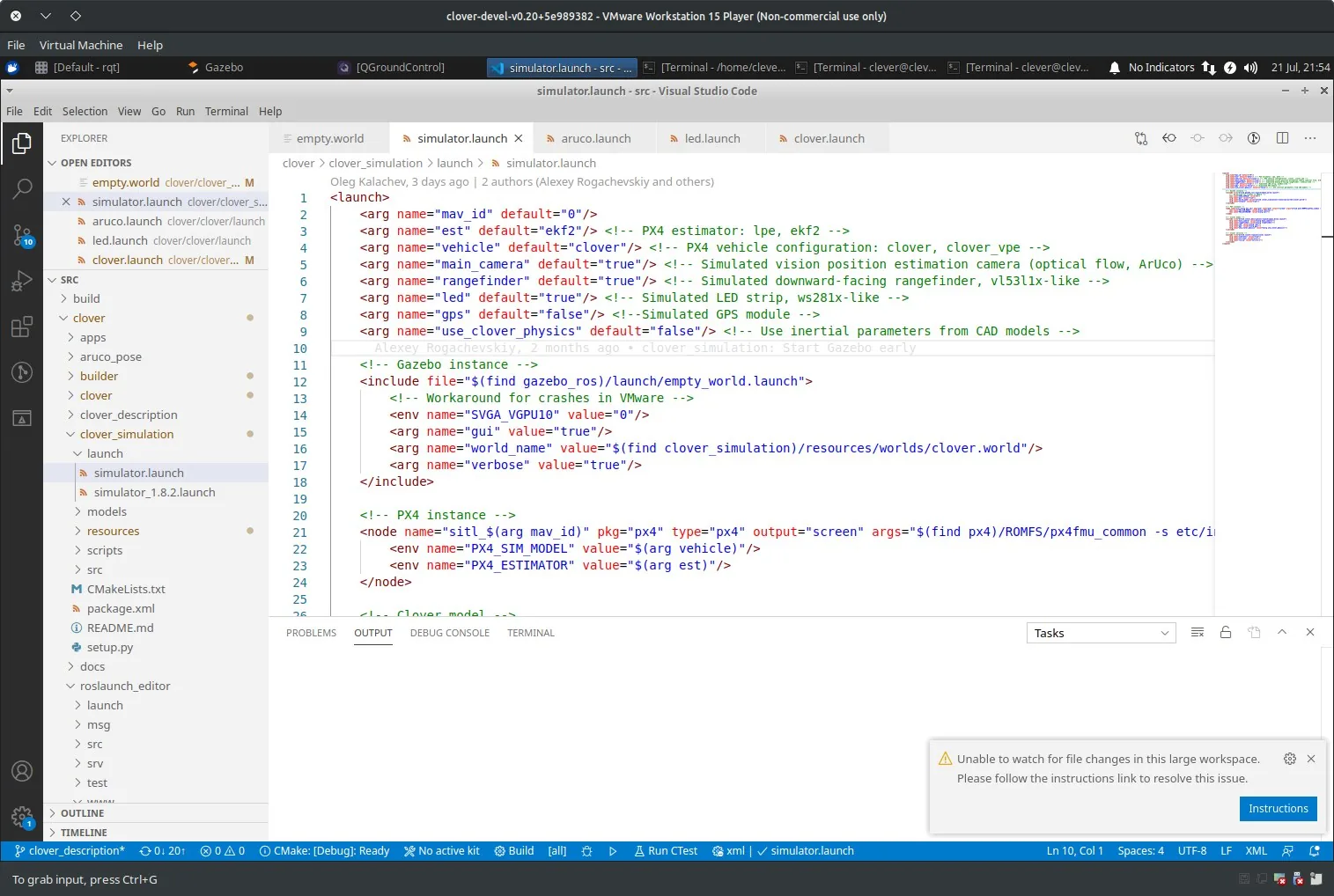 vscode with simulator.launch open